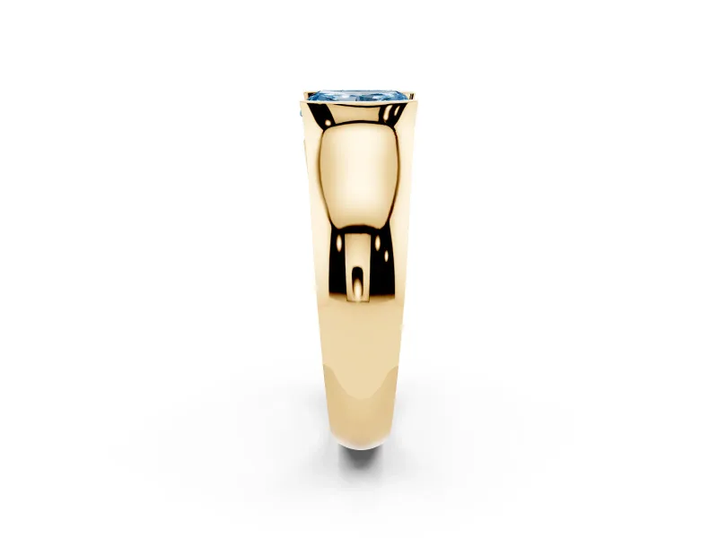 Radiant Cut Half Bezel Solitaire Engagement Ring Setting for a Fancy Blue Lab-Grown Diamond | Wide Band | Yellow Gold