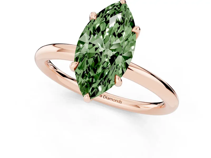 Marquise Hidden Halo Ring Setting for a Fancy Green Lab-Grown Diamond | Rose Gold