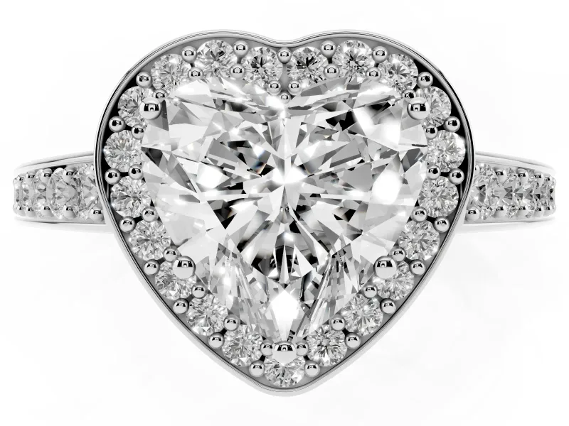 Heart Cut Diamond Halo Pavé Engagement Ring Set in Platinum with Bezel Setting