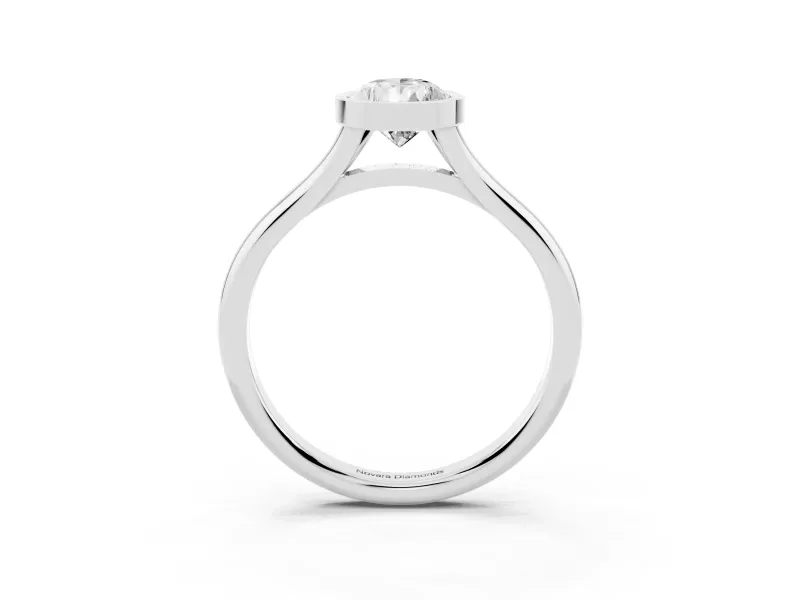 Pear-Shaped Bezel Solitaire Engagement Ring Setting | V Split Shank | Platinum