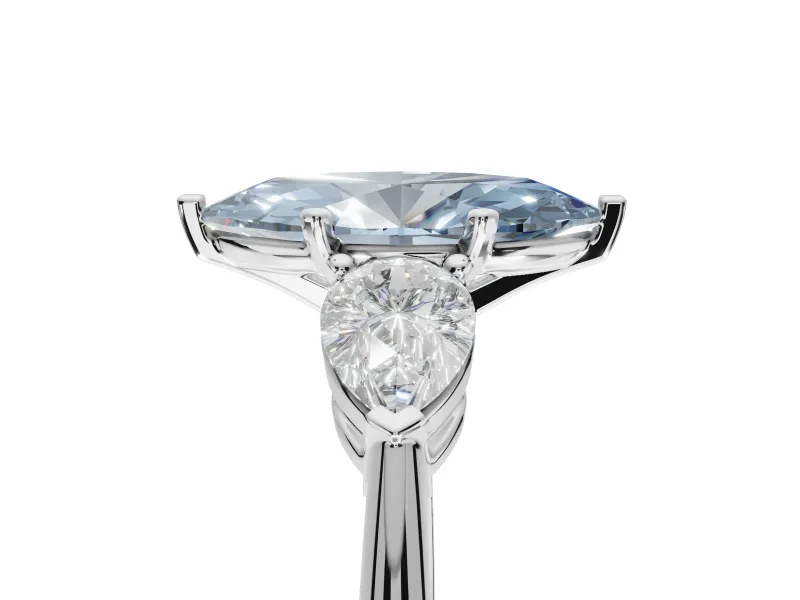 Marquise 3-Stone Engagement Ring Setting for a Fancy Blue Lab-Grown Diamond | Sterling Silver