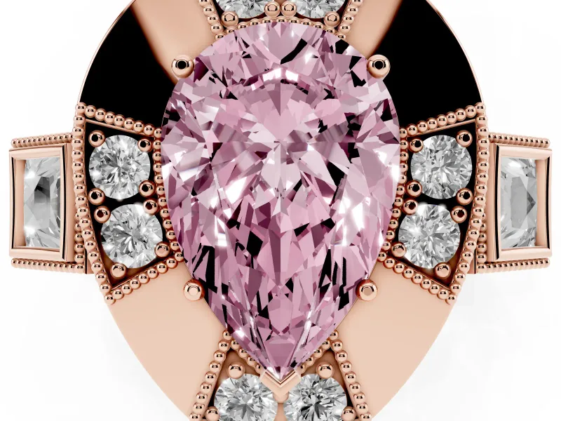 Pear-Shaped Milgrain Sectioned Halo Engagement Ring Setting for a Fancy Pink Lab-Grown Diamond | Rose Gold
