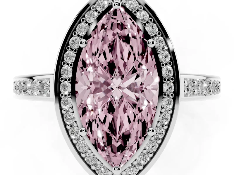 Marquise Sectioned Halo Engagement Ring Setting for a Fancy Pink Lab-Grown Diamond | White Gold