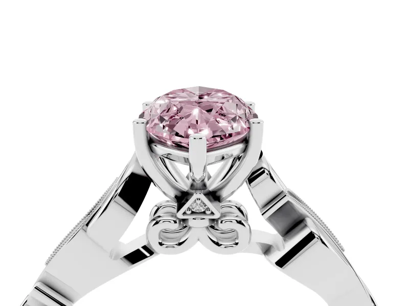 Marquise Vine Engagement Ring Setting for a Fancy Pink Lab-Grown Diamond | White Gold