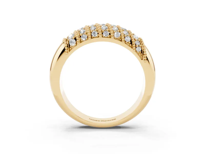Round Diamond Dome Band Set in Yellow gold with Channel Setting