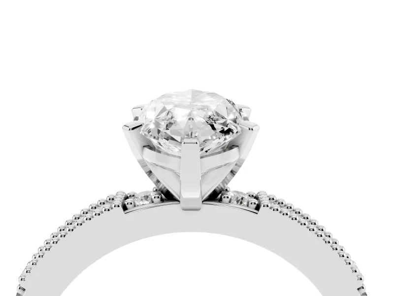 Marquise Vintage Pavé Solitaire Engagement Ring Setting | Milgrain Edges | Platinum