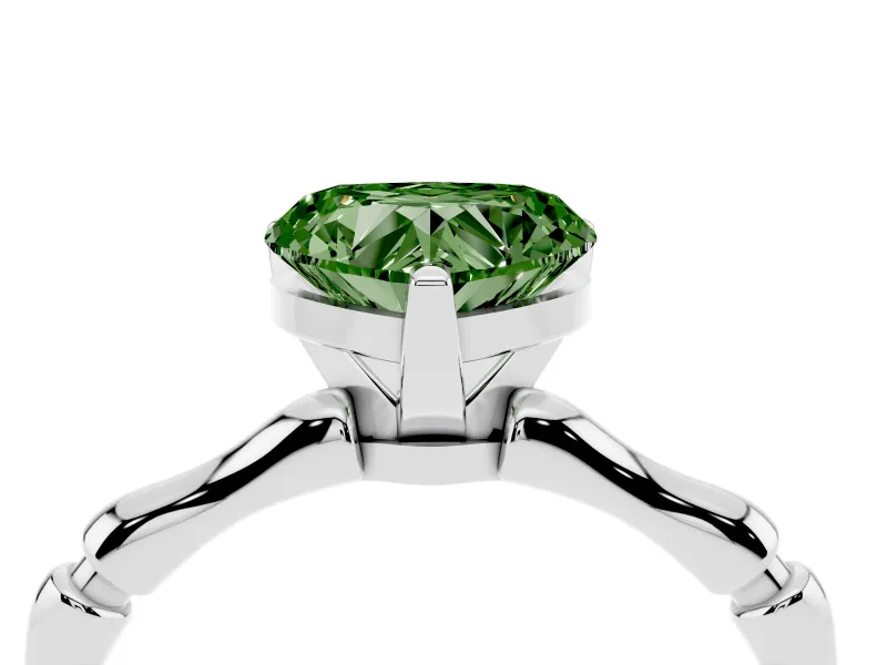 Heart-Shaped Bamboo Solitaire Engagement Ring Setting for a Fancy Green Lab-Grown Diamond | Platinum