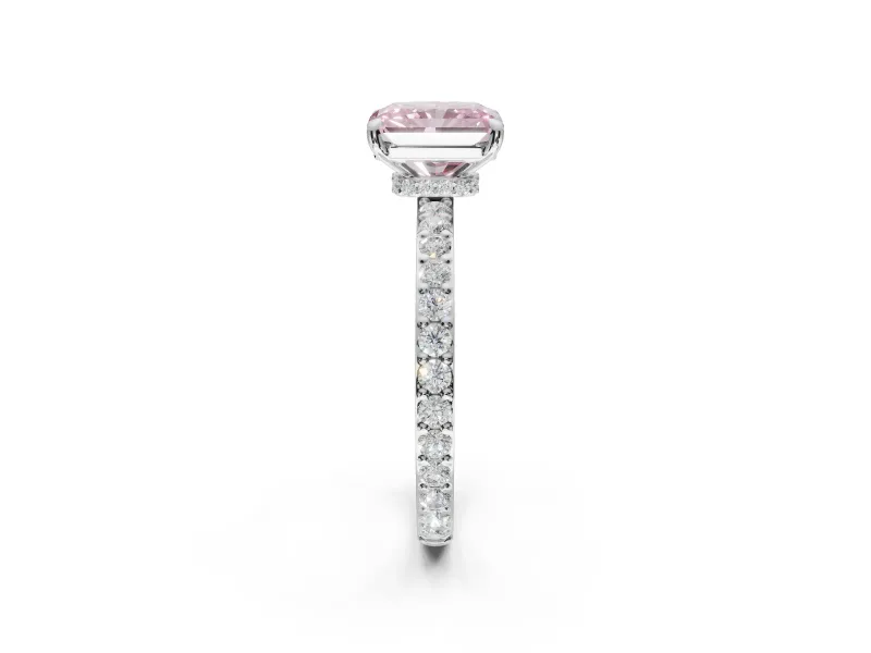 Radiant Cut Pavé Engagement Ring Setting for a Fancy Pink Lab-Grown Diamond | Sterling Silver - Design NV-24928