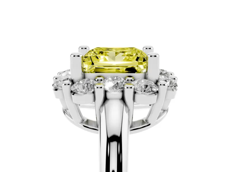 Princess Cut Halo Engagement Ring Setting for a Fancy Yellow Lab-Grown Diamond | Sterling Silver - Design NV-24726