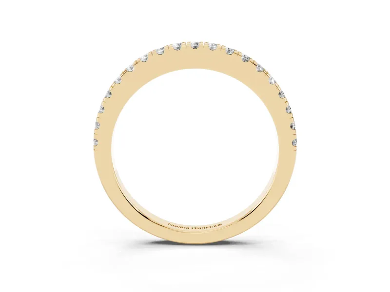 Round Lab-Grown Diamond Pavé Half Eternity Wedding Band | U-Prong Setting | Yellow Gold