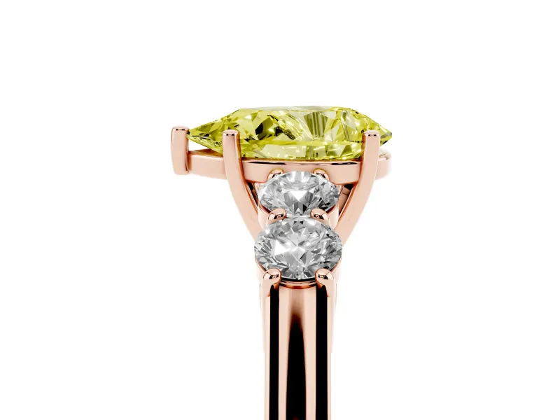 Pear-Shaped 5 Stone Engagement Ring Setting for a Fancy Yellow Lab-Grown Diamond | Rose Gold
