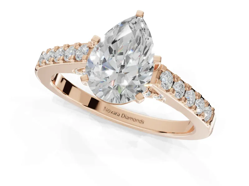 Pear-Shaped Pavé Solitaire Engagement Ring Setting | Crossover Gallery | Rose Gold