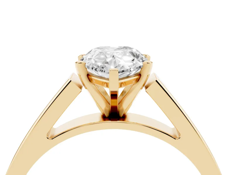 Pear-Shaped Cathedral Solitaire Engagement Ring Setting | Tapered Band | Yellow Gold