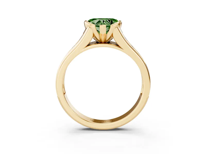 Heart-Shaped Half Bezel Engagement Ring Setting for a Fancy Green Lab-Grown Diamond | Yellow Gold