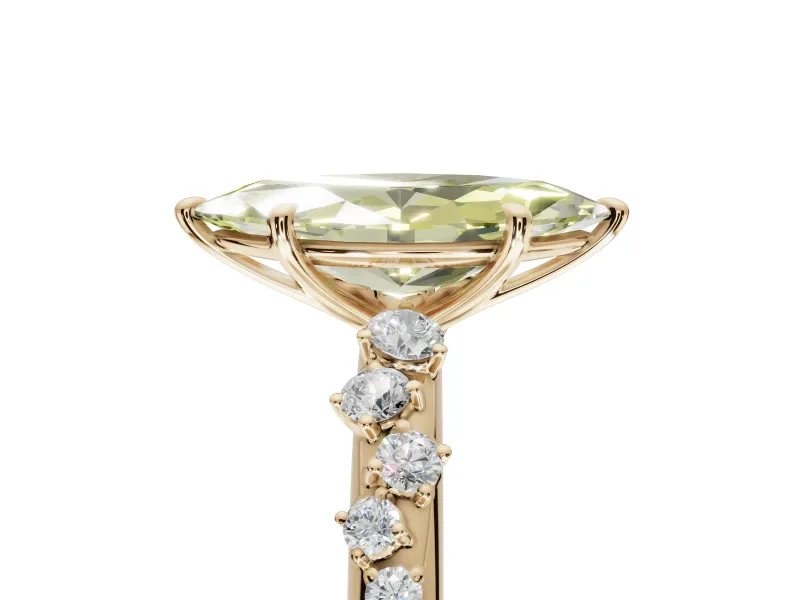 Marquise Graduated Solitaire Engagement Ring Setting for a Fancy Yellow Lab-Grown Diamond | Yellow Gold