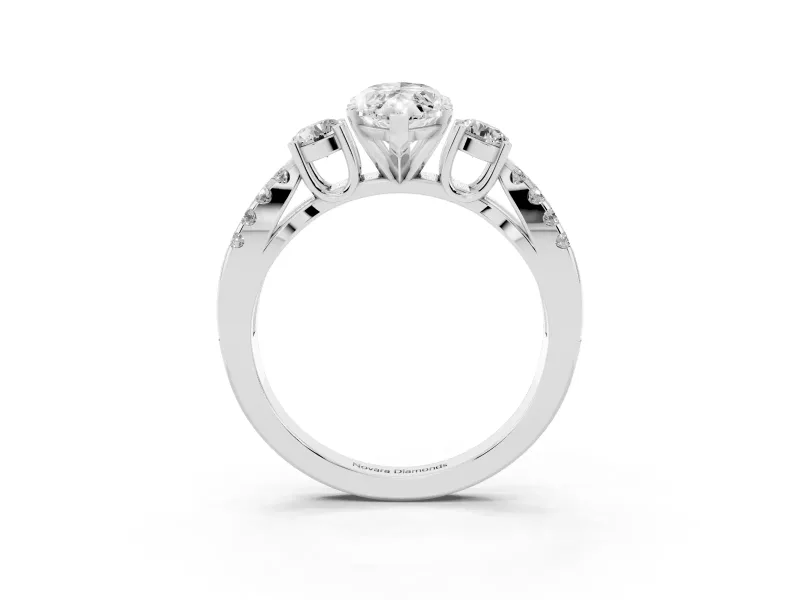 Marquise Three Stone Engagement Ring Setting | Pavé Split Shank | White Gold