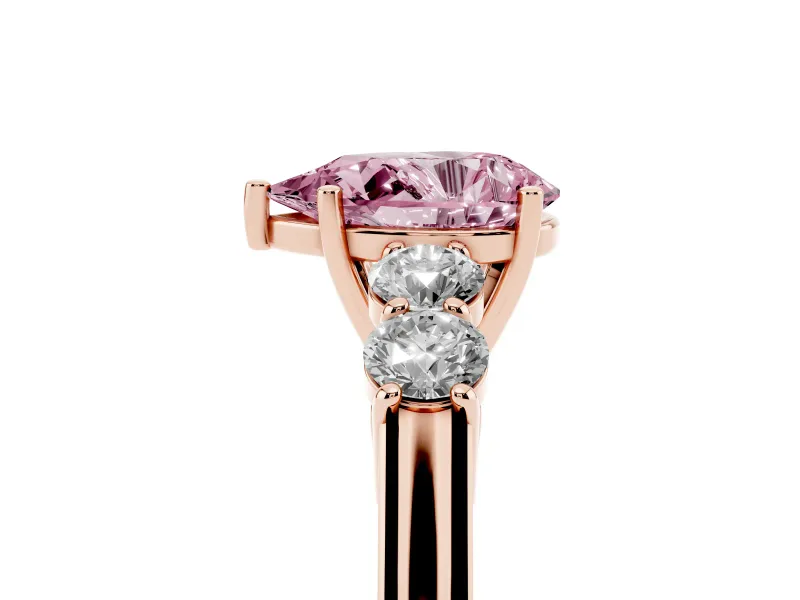 Pear-Shaped 5 Stone Engagement Ring Setting for a Fancy Pink Lab-Grown Diamond | Rose Gold