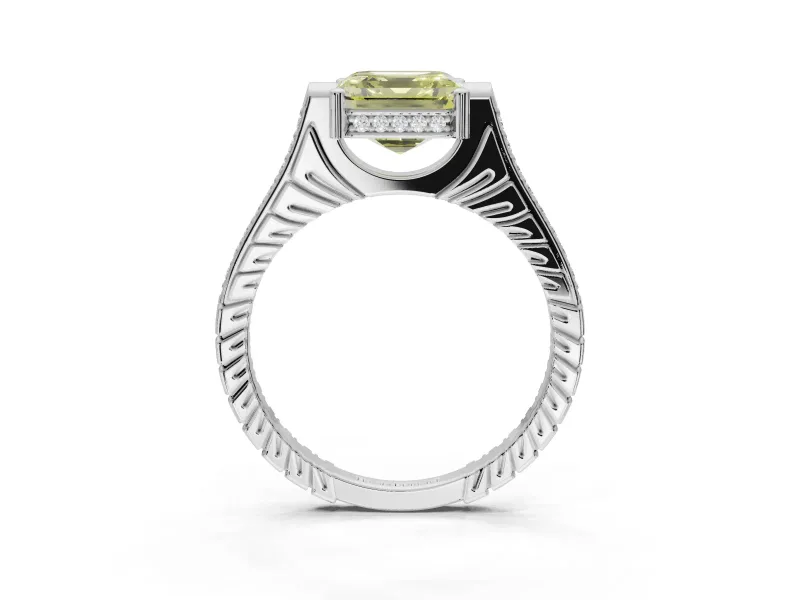 Asscher Cut Engagement Ring Setting for a Fancy Yellow Lab-Grown Diamond | Sterling Silver - Design NV-24586
