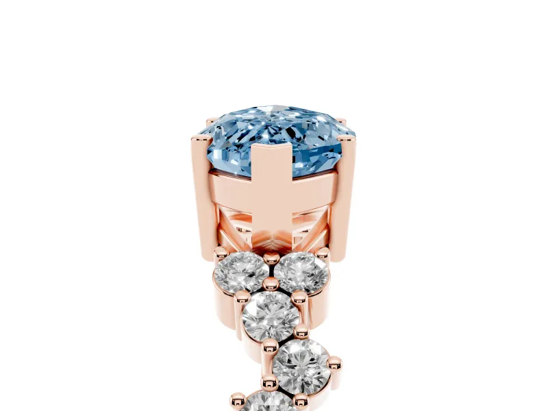 Marquise Scattered Accent Engagement Ring Setting for a Fancy Blue Lab-Grown Diamond | Rose Gold