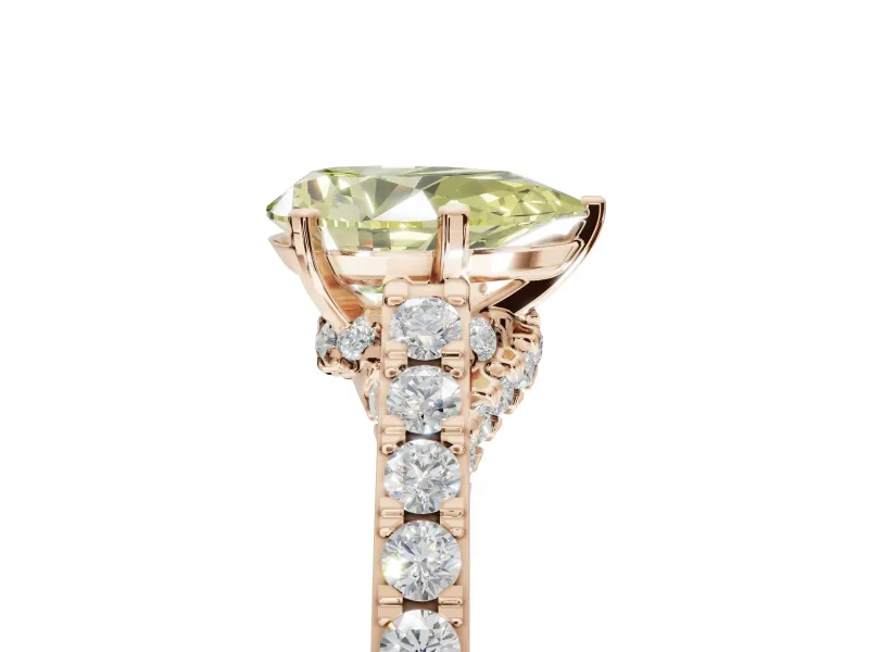 Pear-Shaped Pavé Solitaire Engagement Ring Setting for a Fancy Yellow Lab-Grown Diamond | Crossover Gallery | Rose Gold