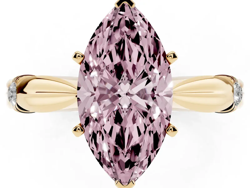Marquise Floral Solitaire Engagement Ring Setting for a Fancy Pink Lab-Grown Diamond | Yellow Gold