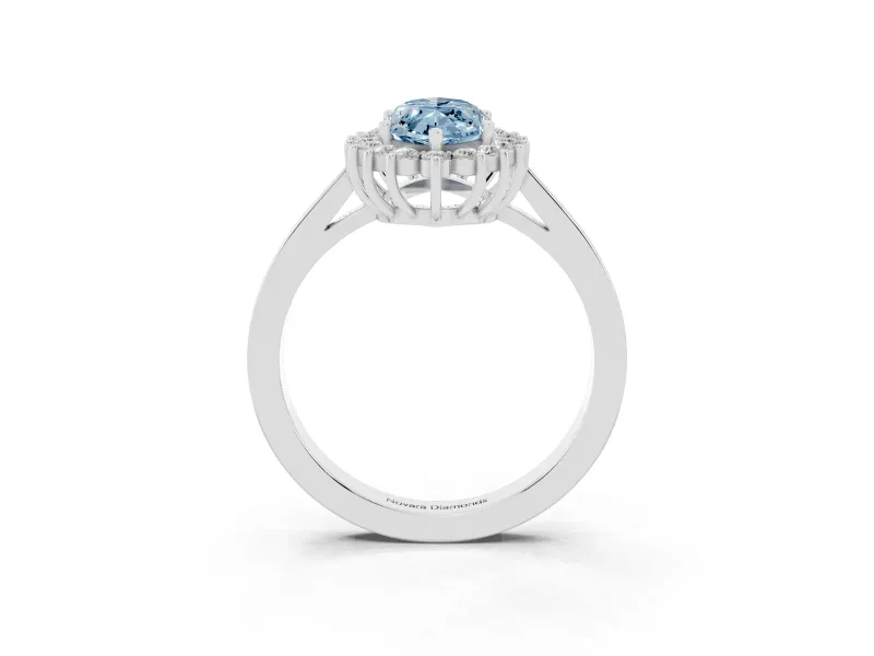Marquise Scalloped Halo Engagement Ring Setting for a Fancy Blue Lab-Grown Diamond | Sterling Silver