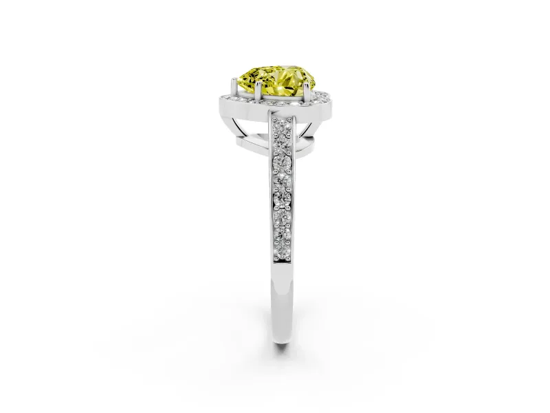 Heart-Shaped Framed Halo Engagement Ring Setting for a Fancy Yellow Lab-Grown Diamond | Platinum
