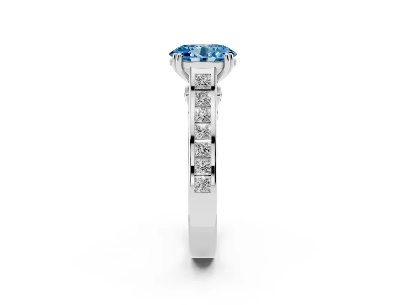 Oval Channel Engagement Ring Setting for a Fancy Blue Lab-Grown Diamond | Sterling Silver - Design NV-24671