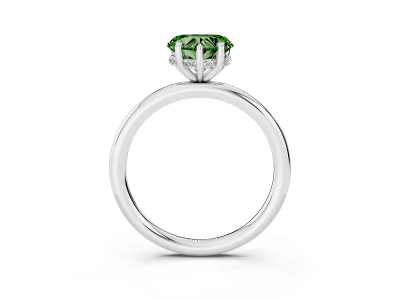 Heart-Shaped Hidden Halo Ring Setting for a Fancy Green Lab-Grown Diamond | Platinum