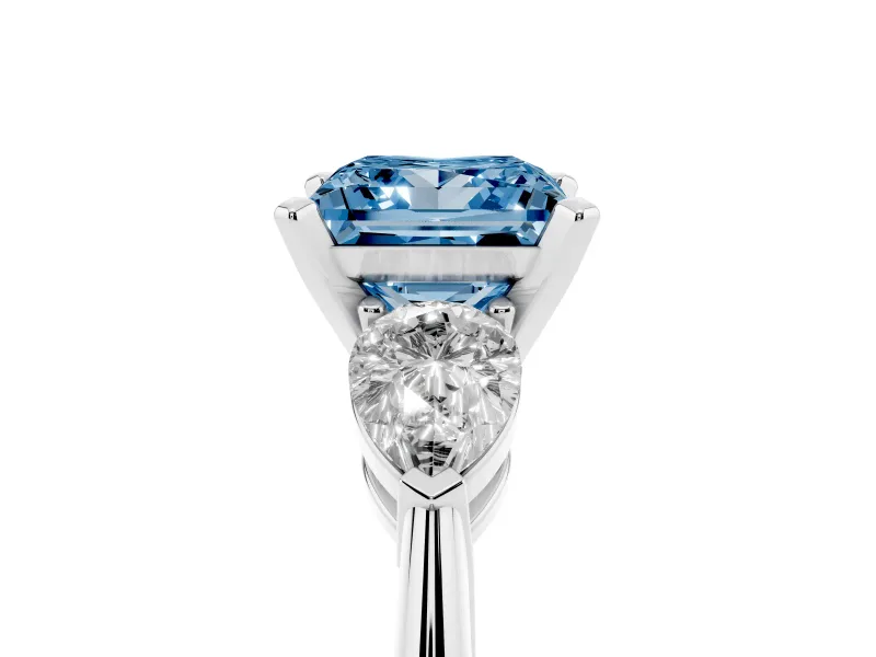 Princess Cut 3-Stone Engagement Ring Setting for a Fancy Blue Lab-Grown Diamond | Platinum