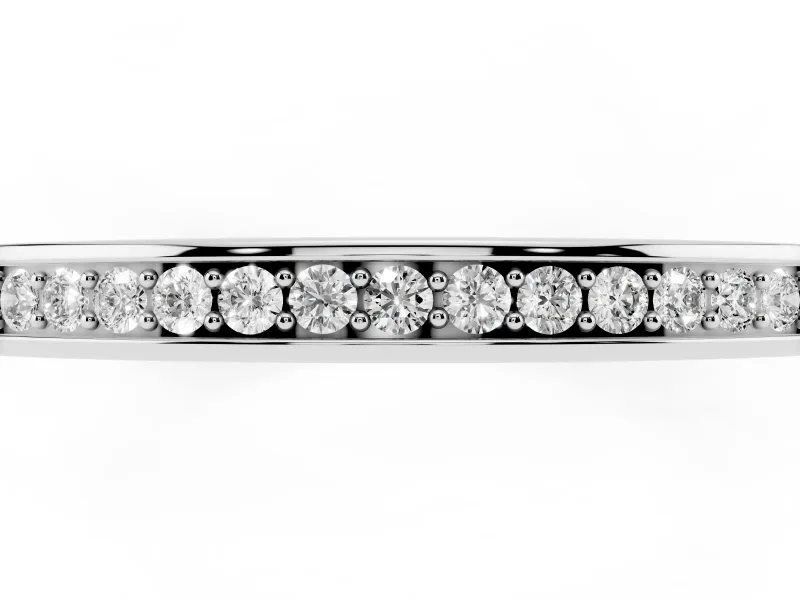 Round Diamond Half Eternity Pavé Band Set in Platinum with Plain Lower Shank