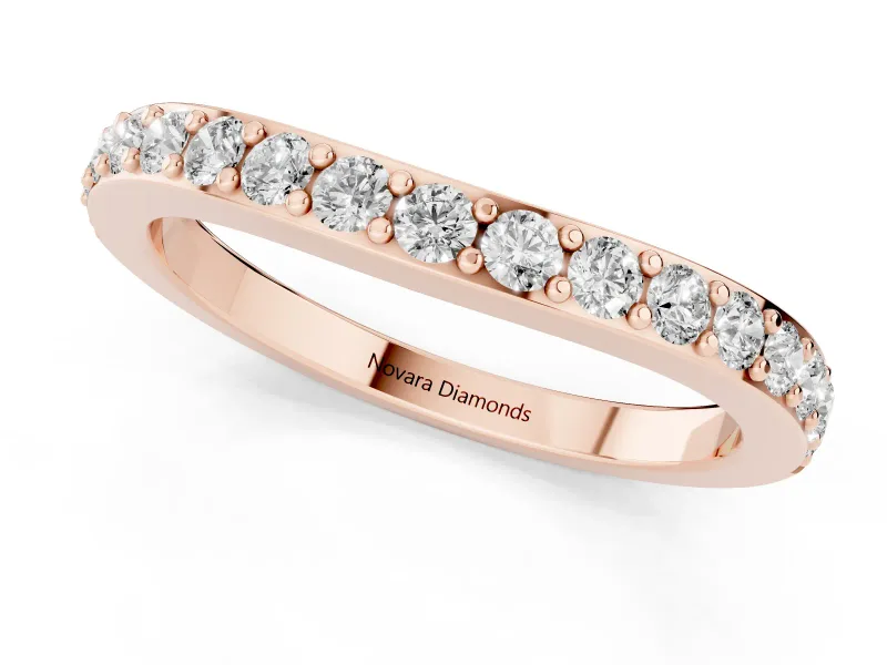 Round Diamond Curved Eternity Band Set in Rose gold with Pavé Prong Setting