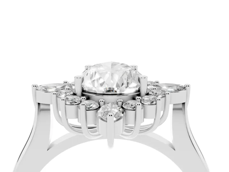 Pear-Shaped Cluster Halo Engagement Ring Setting | White Gold