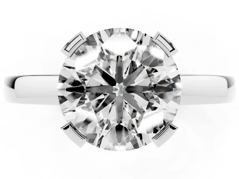 Round Solitaire Engagement Ring Setting | Flat Tab Prongs | Sterling Silver
