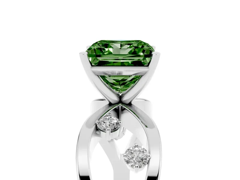 Princess Cut Loop Engagement Ring Setting for a Fancy Green Lab-Grown Diamond | Sterling Silver