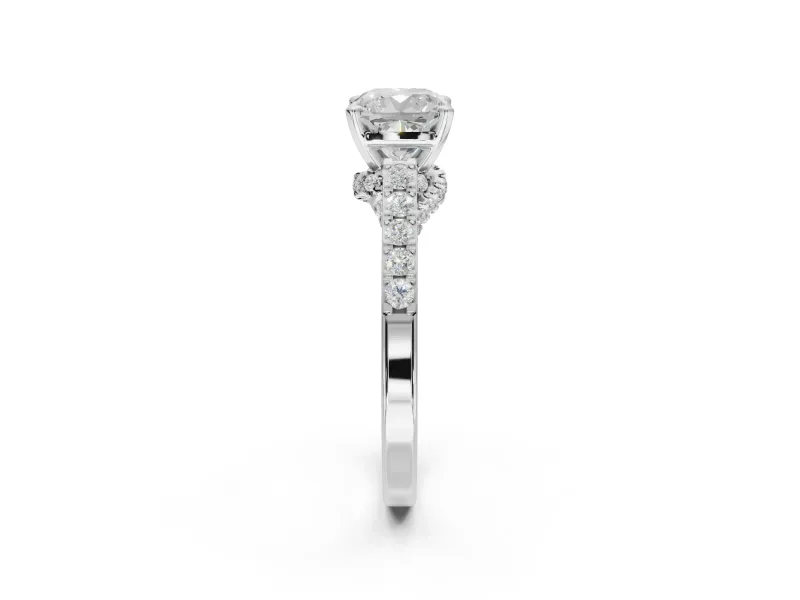 Cushion Cut Pavé Solitaire Engagement Ring Setting | Crossover Gallery | Platinum