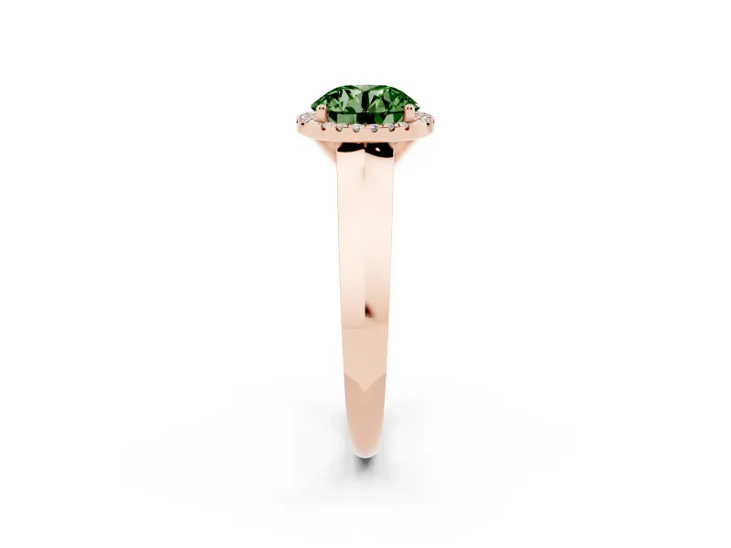 Round Halo Engagement Ring Setting for a Fancy Green Lab-Grown Diamond | Knife-Edge Band | Rose Gold