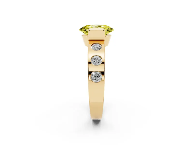 Oval Tension Style Engagement Ring Setting for a Fancy Yellow Lab-Grown Diamond | Yellow Gold