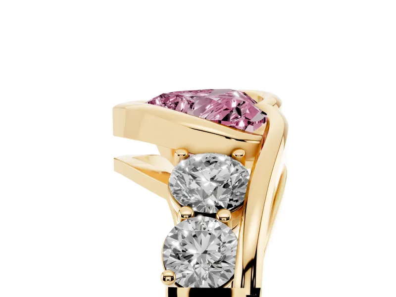 Heart-Shaped Bezel Bypass Engagement Ring Setting for a Fancy Pink Lab-Grown Diamond | Yellow Gold