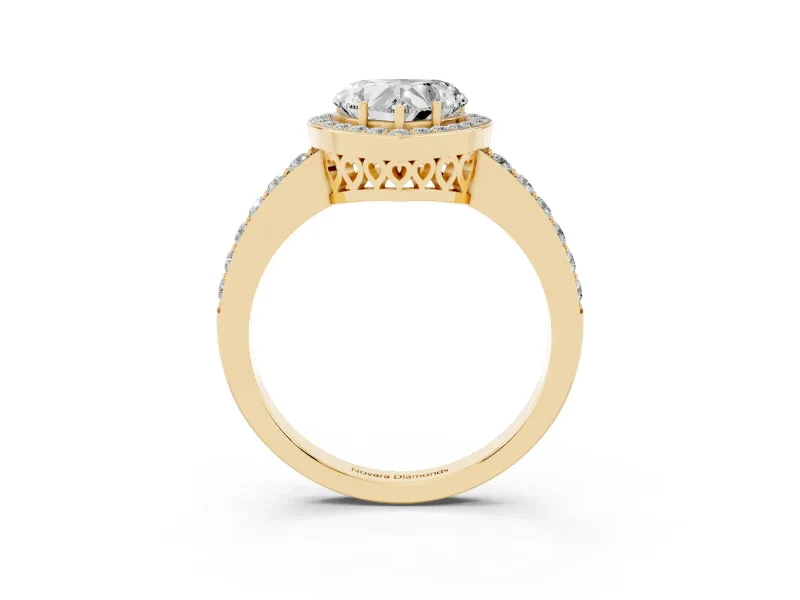 Heart-Shaped Halo Pave Engagement Ring Setting | Heart Cutout Gallery | Yellow Gold