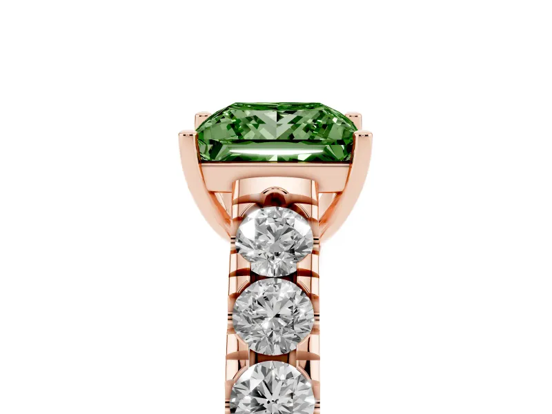Princess Cut Engagement Ring Setting for a Fancy Green Lab-Grown Diamond | Rose Gold - Design NV-24643