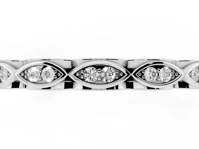 Marquise Motif Diamond Openwork Eternity Band Set in Silver with Pavé and Bezel Setting