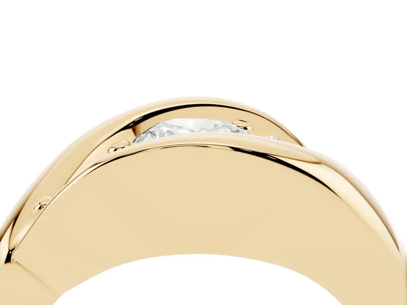 Oval Cut Diamond Channel-Set Crossover Ring Set in Yellow gold