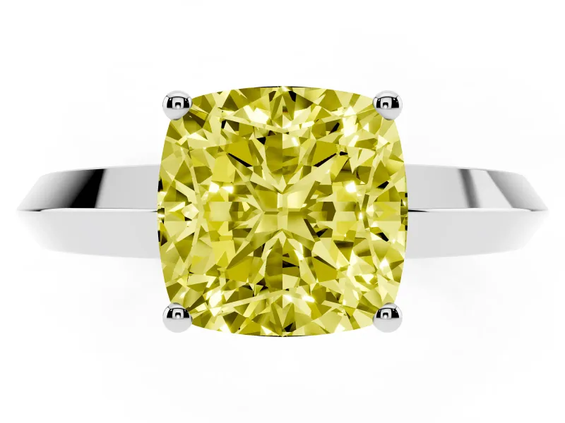 Cushion Cut Knife-Edge Engagement Ring Setting for a Fancy Yellow Lab-Grown Diamond | Platinum
