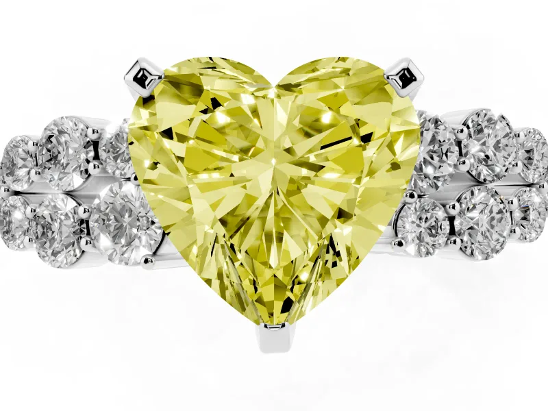 Heart-Shaped Engagement Ring Setting for a Fancy Yellow Lab-Grown Diamond | Sterling Silver - Design NV-24489
