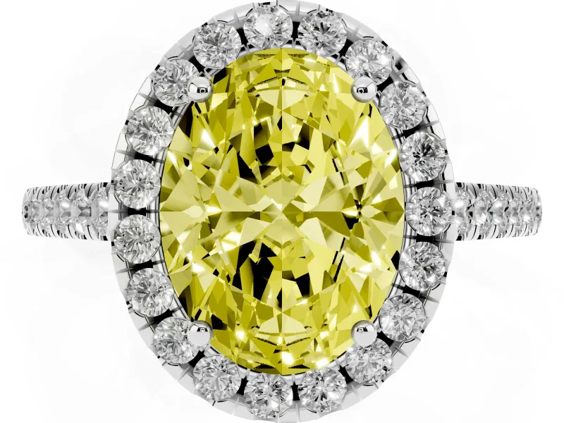 Oval Raised Halo Engagement Ring Setting for a Fancy Yellow Lab-Grown Diamond | White Gold