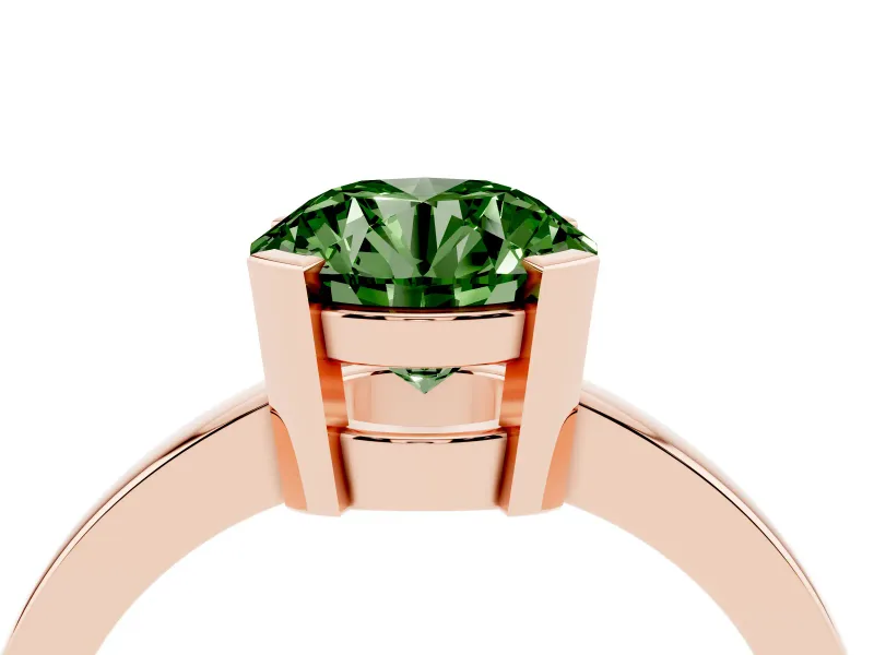 Round Tab Prong Solitaire Engagement Ring Setting for a Fancy Green Lab-Grown Diamond | Rose Gold