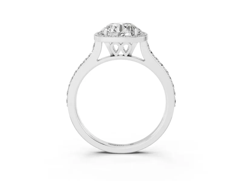 Round Pavé Halo Engagement Ring Setting | Platinum