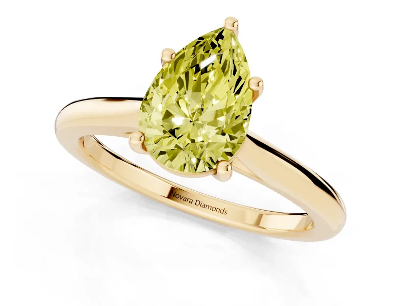Pear-Shaped Cathedral Engagement Ring Setting for a Fancy Yellow Lab-Grown Diamond | Yellow Gold