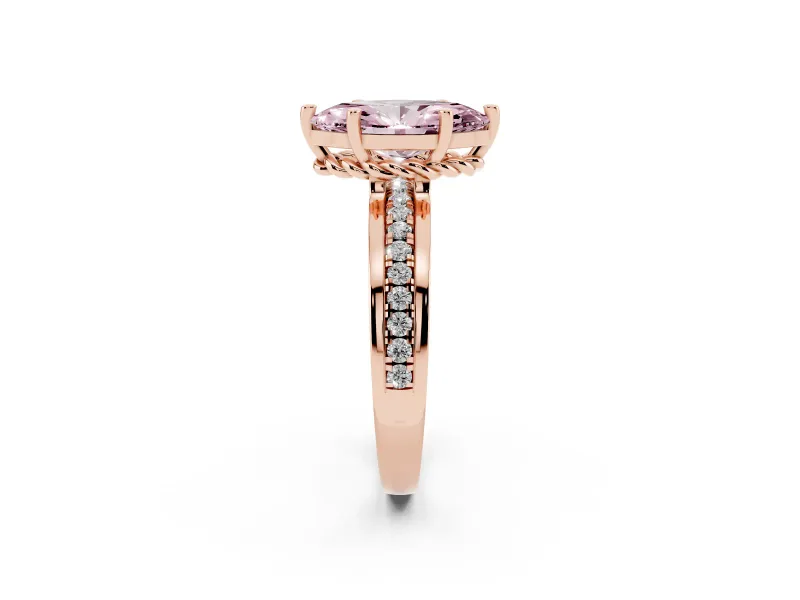 Marquise Channel Set Solitaire Engagement Ring Setting for a Fancy Pink Lab-Grown Diamond | Rope Collar Head | Rose Gold